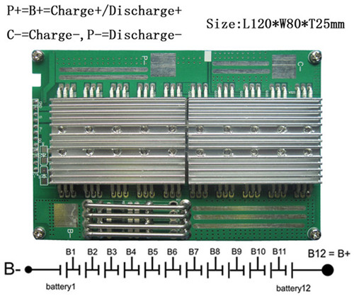 PCM For 44.4V 12SLi-ion Battery Packs LWS-24S60A-035C(12S)