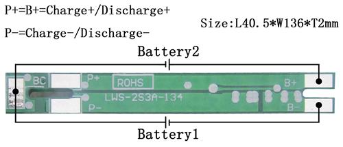 PCM For 7.4V2S Li-ion Battery Packs LWS-2S3A-1342S
