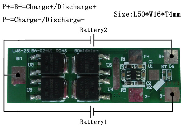 PCM For 7.4V2SLi-ion Battery Pack