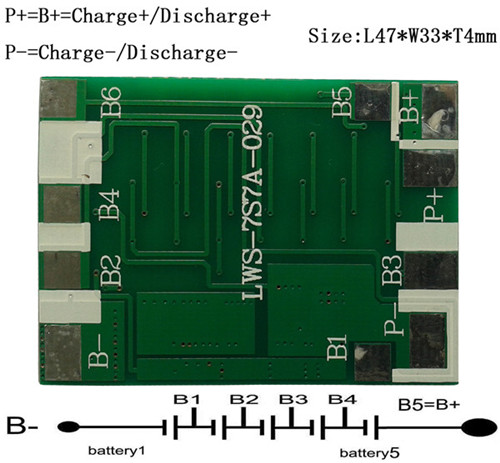 PCM For 18.5V5S Li-ion Battery Packs LWS-7S7A-029(5S)