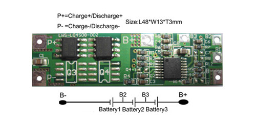 PCM For 11.1V（3S）Li-ion Battery Packs LWS-L04S08-002(3S)