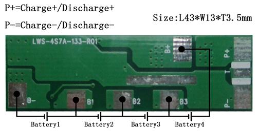 PCM For 14.8V（4S） Li-ion Battery Packs LWS-4S7A-133(4S)