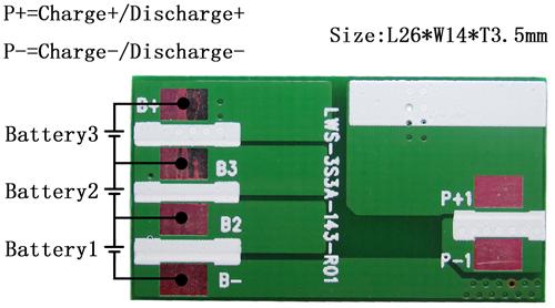 PCM For 11.1V（3S） Li-ion Battery Packs LWS-3S3A-143(3S)
