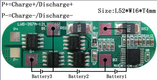 PCM For 11.1V（3S） LiFePO Battery Packs LWS-3S7A-121(3S)